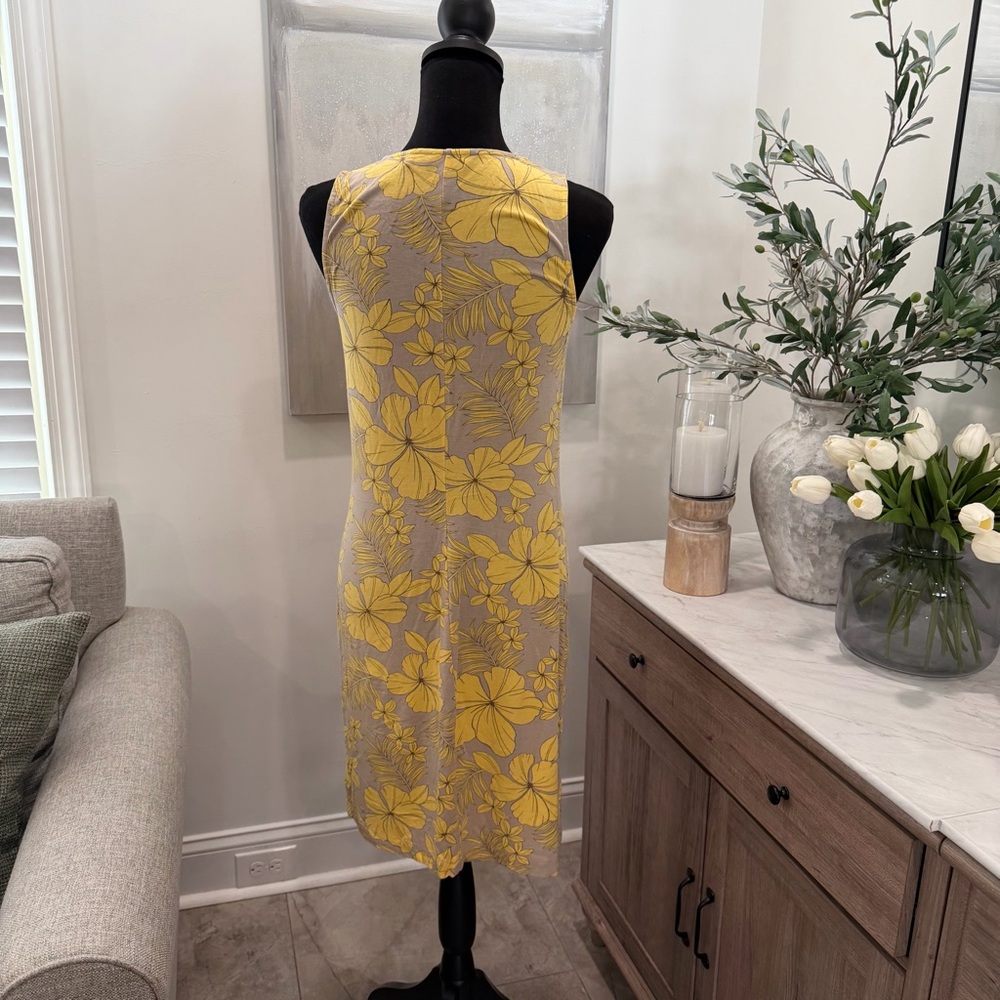 Tommy Bahama Yellow and Gray Floral Sleeveless Dress - Picture 3 of 9